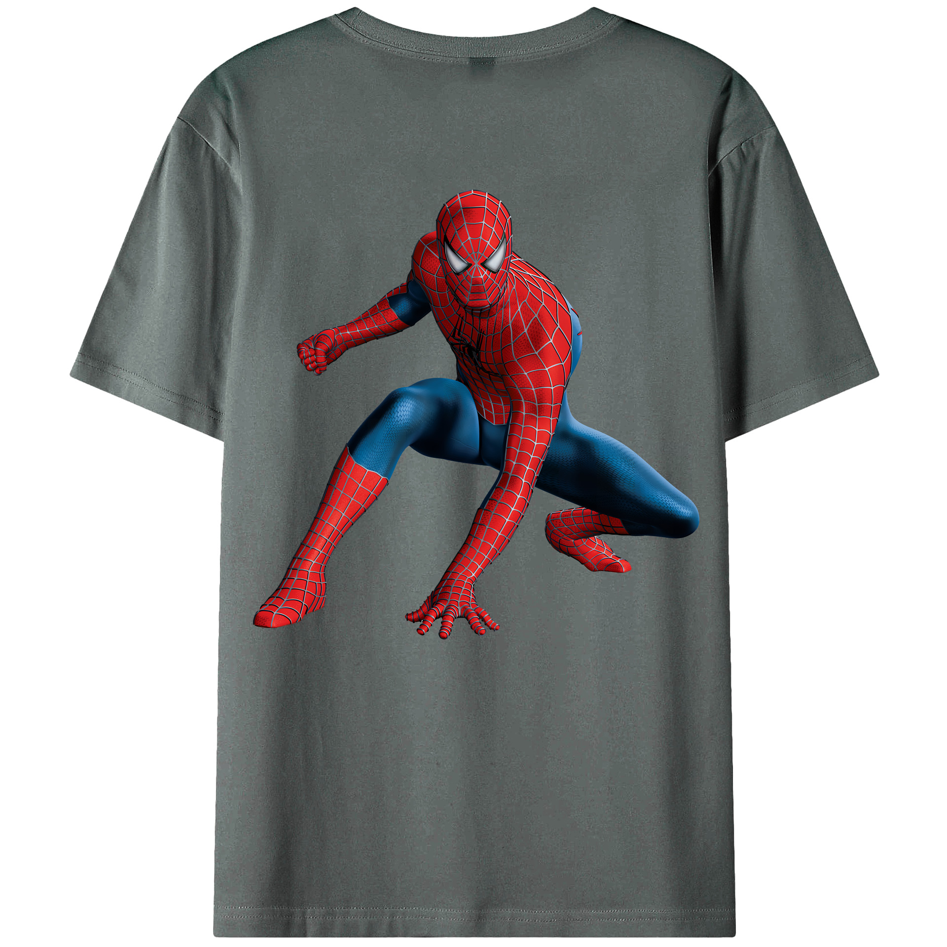 （画像用） Spider Man スパイダーマン 綿100％ メンズ半袖Tシャツ（バックプリント） 通気性